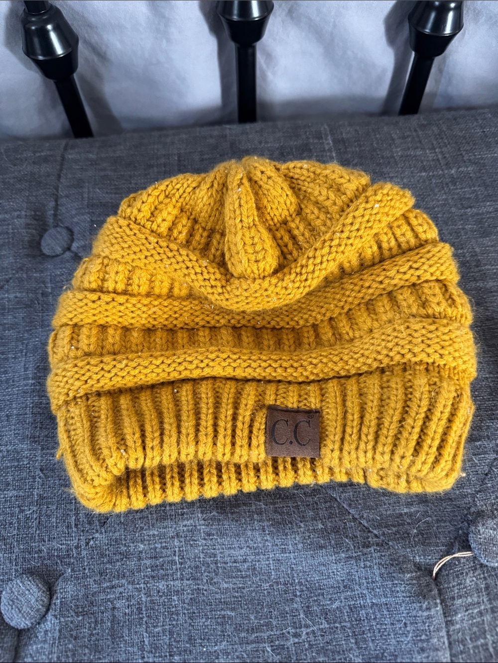 C.C Mustard Knit Cuffed Beanie